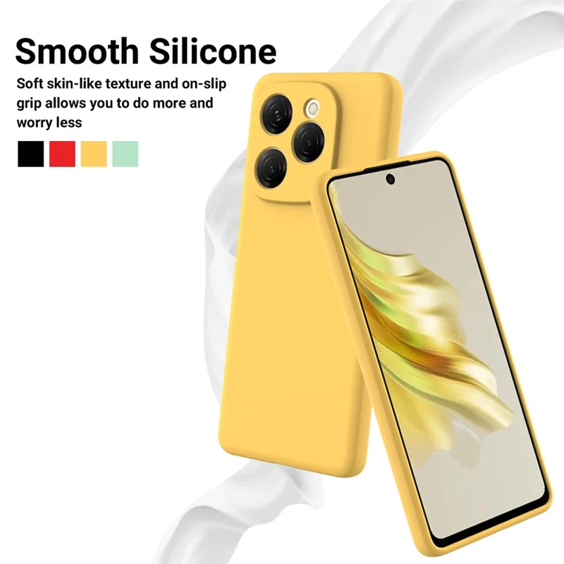 For TECNO Spark 20 Pro 5G Case Liquid Silicone Anti-Scratch Phone Cover with Hand Strap - Yellow