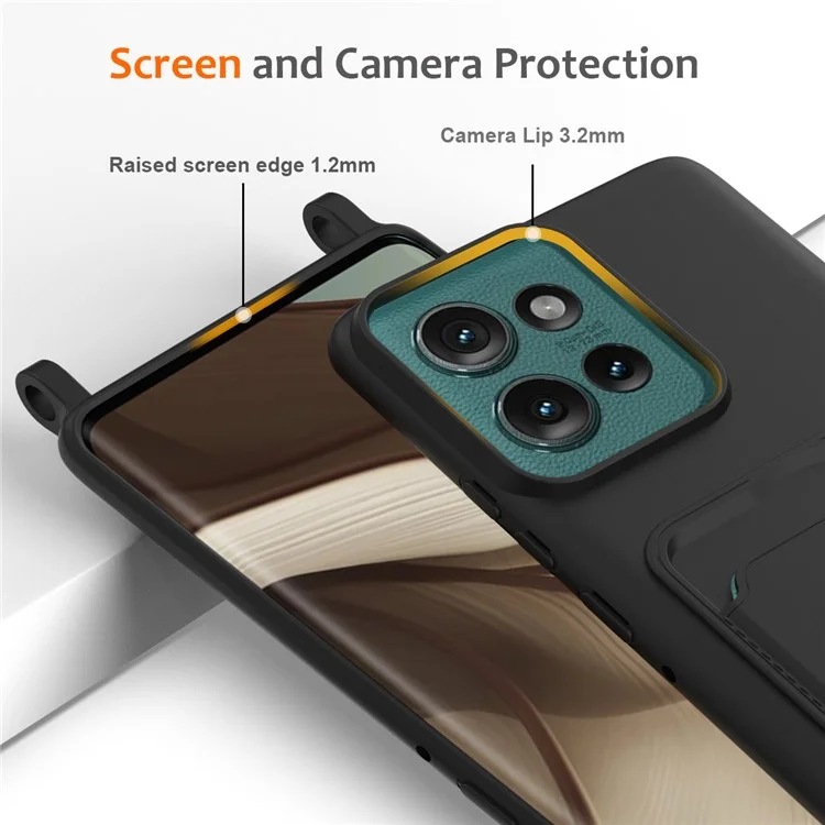 For Motorola Edge 50 5G Case Liquid Silicone Card Holder Phone Back Cover with Lanyard - Black

Für Motorola Edge 50 5G Hülle Flüssiges Silikon Kartenhalter Telefon Rückseite Cover mit Schlüsselband - Schwarz