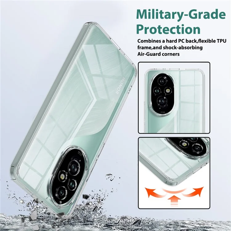 For Honor 200 Pro 5G Clear Phone Case TPU+Acrylic Shockproof Phone Back Cover