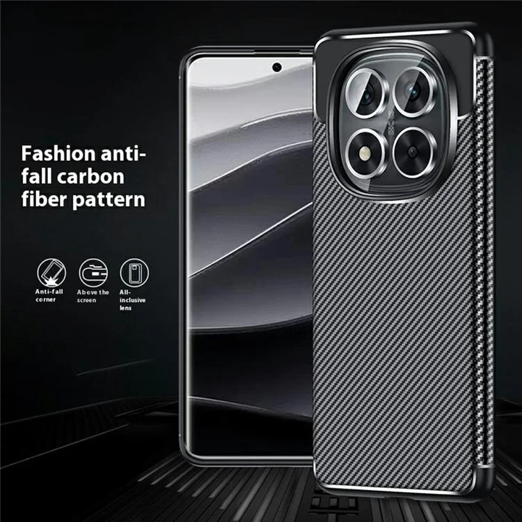 For Xiaomi Redmi Note 14 Pro 5G / Poco X7 5G Case Carbon Fiber Texture TPU Phone Cover Heat Dissipation