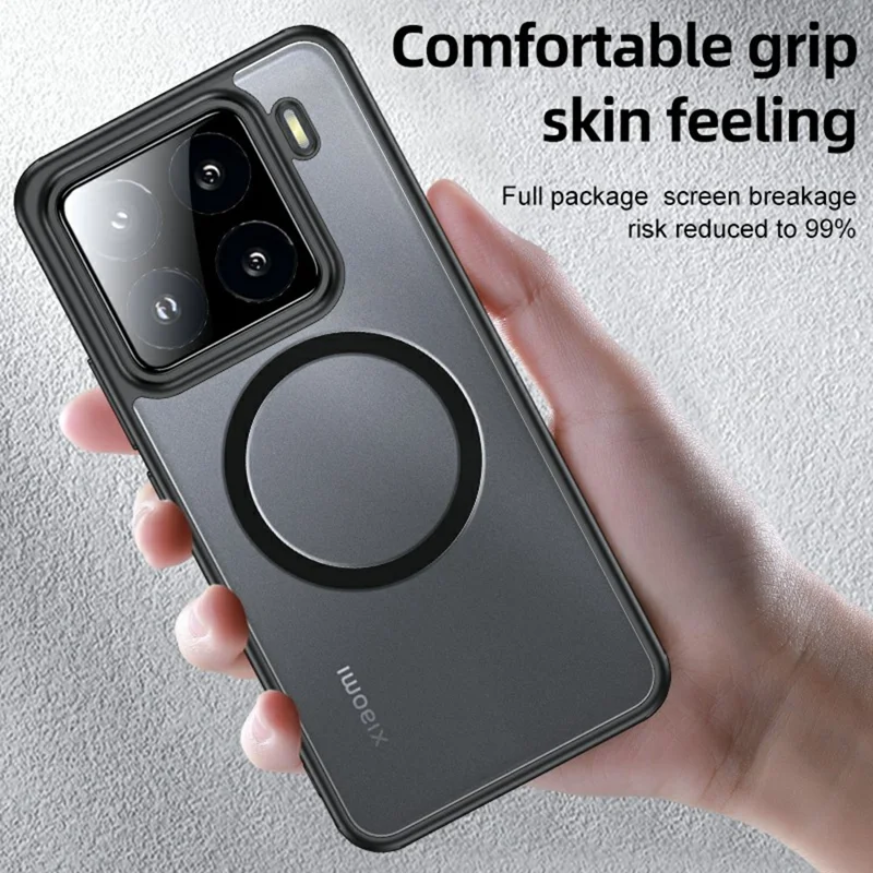 Wholesale purchase of a Xiaomi 15 Pro case compatible with MagSafe, with a scratch-resistant PC+TPU body - black