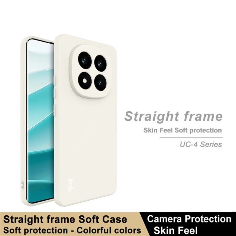IMAK UC-4 Series for Xiaomi Redmi Note 14 Pro+ 5G TPU Case Soft Phone Cover Straight Edge - White