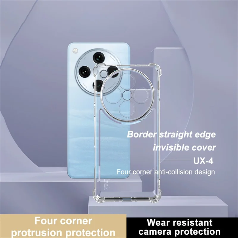 Seria IMAK UX-4 dla Oppo Find X8 Pro 5G, obudowa z prostą ramką, cztery narożniki, ochrona przed wstrząsami, przezroczysta pokrywa TPU