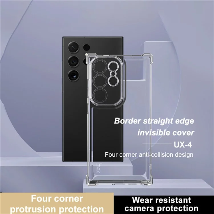IMAK UX-4 Series per Samsung Galaxy S24 Ultra Case Straight Frame Four Corner Shockproof Clear TPU Cover