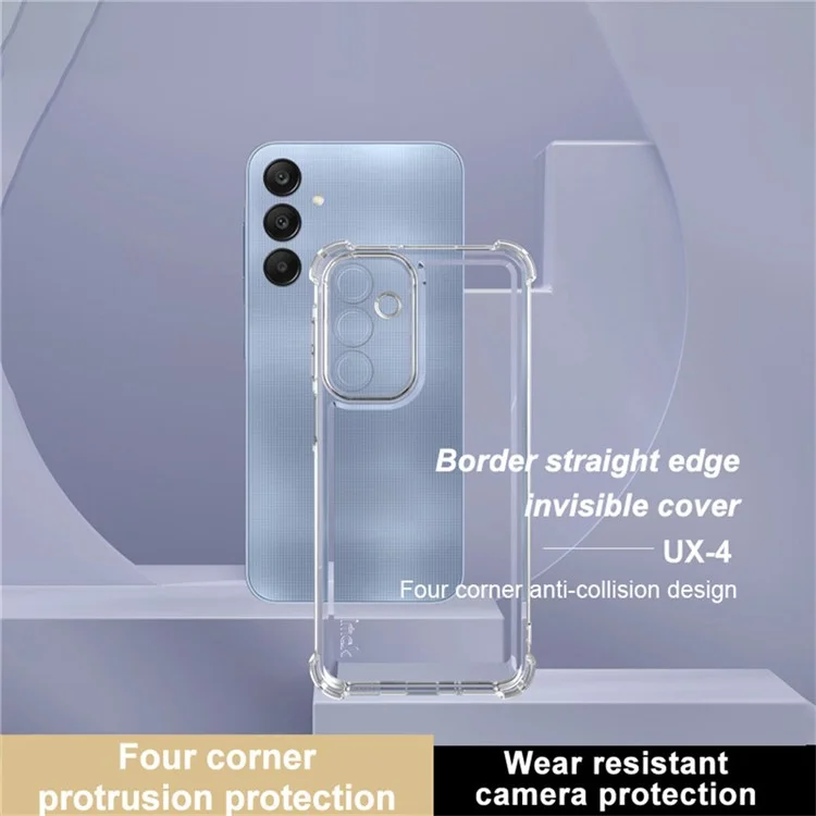 IMAK UX-4 Series per Samsung Galaxy A16 4G / 5G Case Straight Frame Four Corner Shockproof Clear TPU Cover