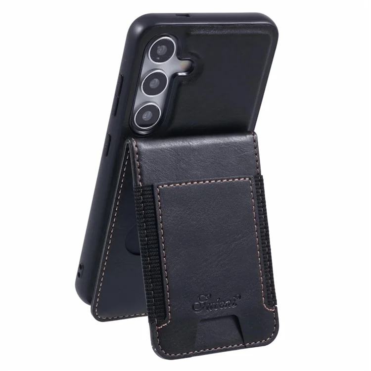 SUTENI H17 For Samsung Galaxy S24 Case Compatible with MagSafe Card Holder Kickstand Phone Cover - Black