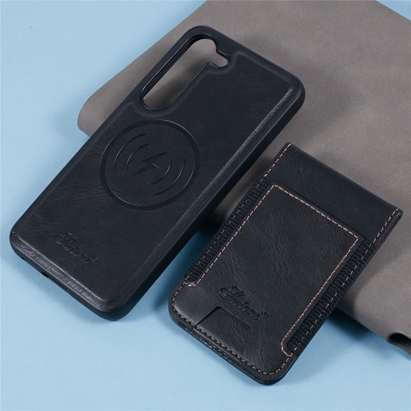 Étui SUTENI H17 pour Samsung Galaxy S23 compatible avec support pour cartes MagSafe et support - Noir