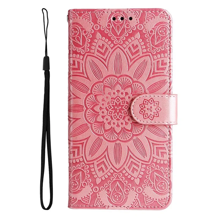 Pour Xiaomi Redmi Note 11T 5G / Remarque 11S 5G / Remarque 11 5G (MediaTek) / Poco M4 Pro 5G Sunflower Imprimé PU Cuir de Support de Support de Porte - Rose
