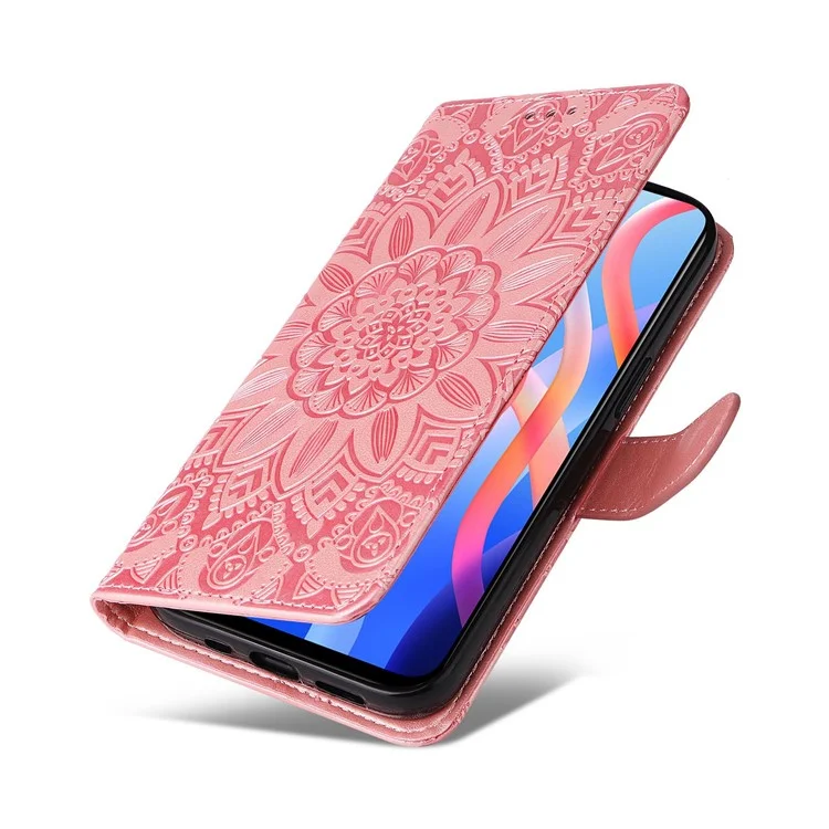 Pour Xiaomi Redmi Note 11T 5G / Remarque 11S 5G / Remarque 11 5G (MediaTek) / Poco M4 Pro 5G Sunflower Imprimé PU Cuir de Support de Support de Porte - Rose