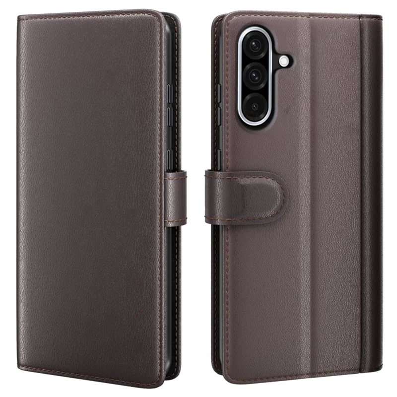 Per Samsung Galaxy A36 5G Case Genuine Split Leather Phone Cover Wallet Card Slot - Marrone
