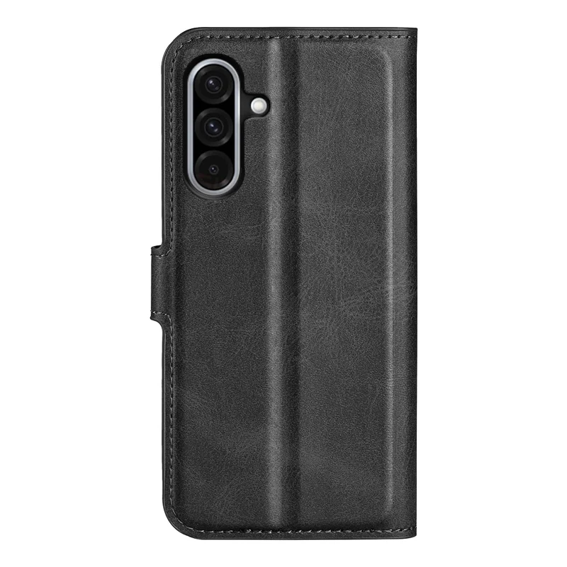 For Samsung Galaxy A36 5G / A56 5G Stand Case Anti-Scratch Calf Texture Leather Phone Cover - Black