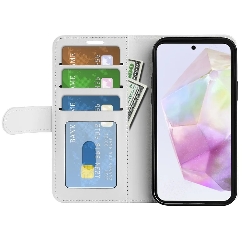 For Samsung Galaxy A36 5G / A56 5G Wallet Case Crazy Horse Texture Stand Leather Phone Cover - White