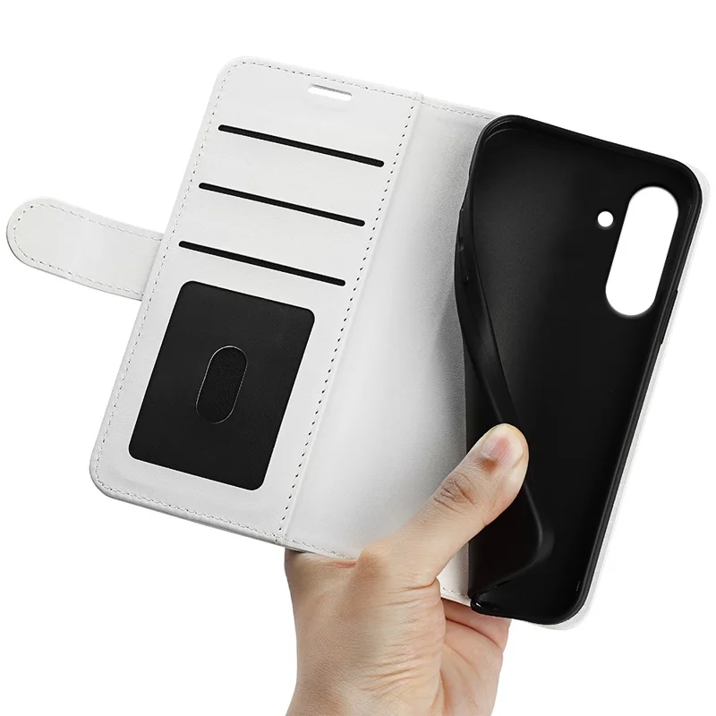 For Samsung Galaxy A36 5G / A56 5G Wallet Case Crazy Horse Texture Stand Leather Phone Cover - White