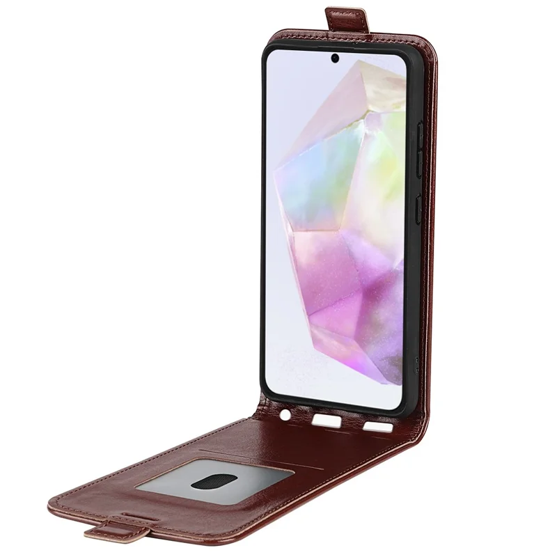 For Samsung Galaxy A36 5G / A56 5G Case with Card Slots Vertical Flip Leather Phone Cover - Brown
