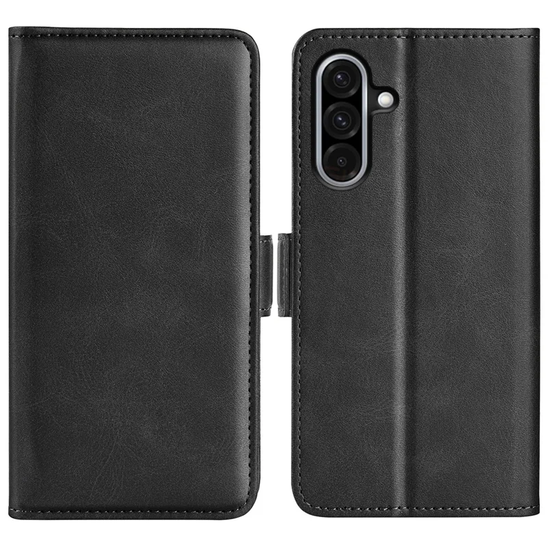 For Samsung Galaxy A36 5G / A56 5G Stand Case Calf Texture Leather Wallet Phone Cover - Black