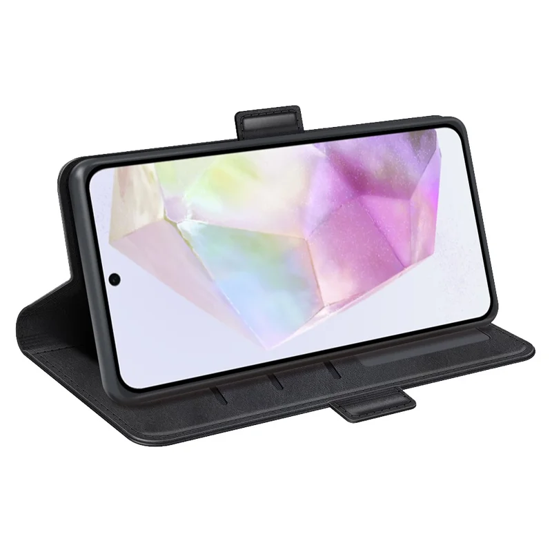 For Samsung Galaxy A36 5G / A56 5G Stand Case Calf Texture Leather Wallet Phone Cover - Black