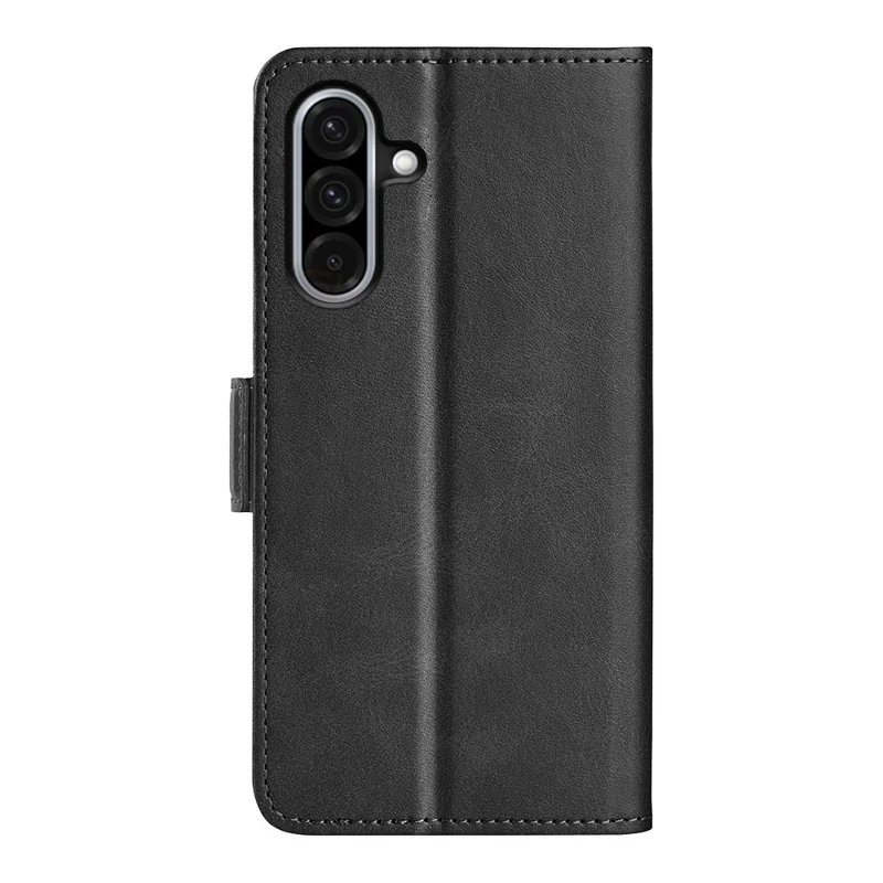 For Samsung Galaxy A36 5G / A56 5G Stand Case Calf Texture Leather Wallet Phone Cover - Black