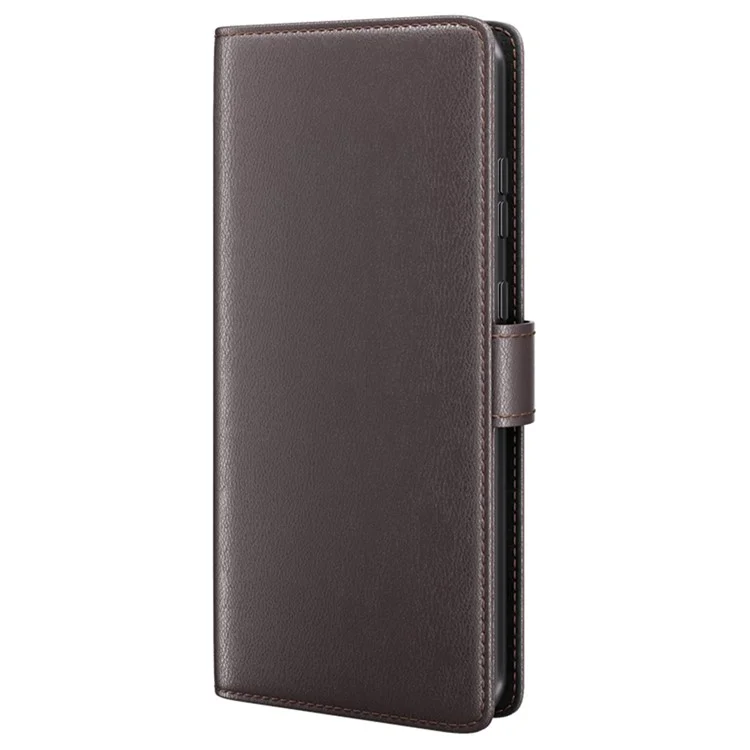 Для Samsung Galaxy S25 Ultra Case Genuine Split Leather Phone Cover Wallet Card Slot - Brown