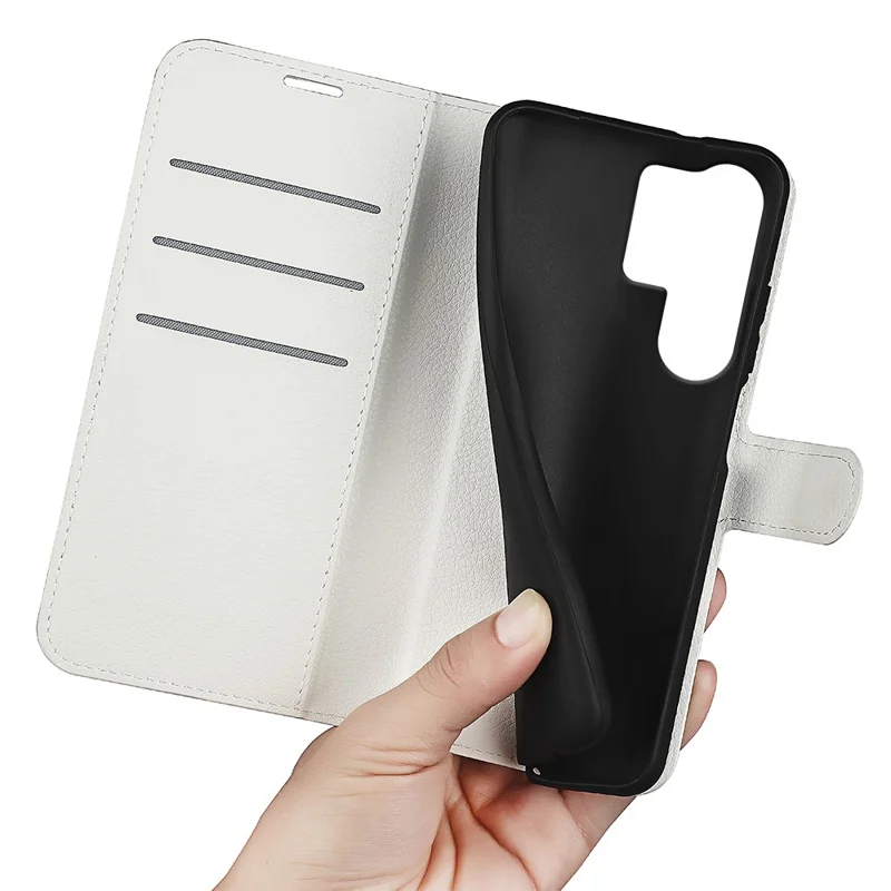 For Samsung Galaxy S25 Ultra Case Litchi Texture Shockproof Leather Wallet Phone Cover - White