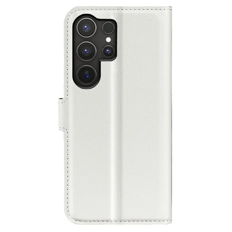 For Samsung Galaxy S25 Ultra Case Litchi Texture Shockproof Leather Wallet Phone Cover - White