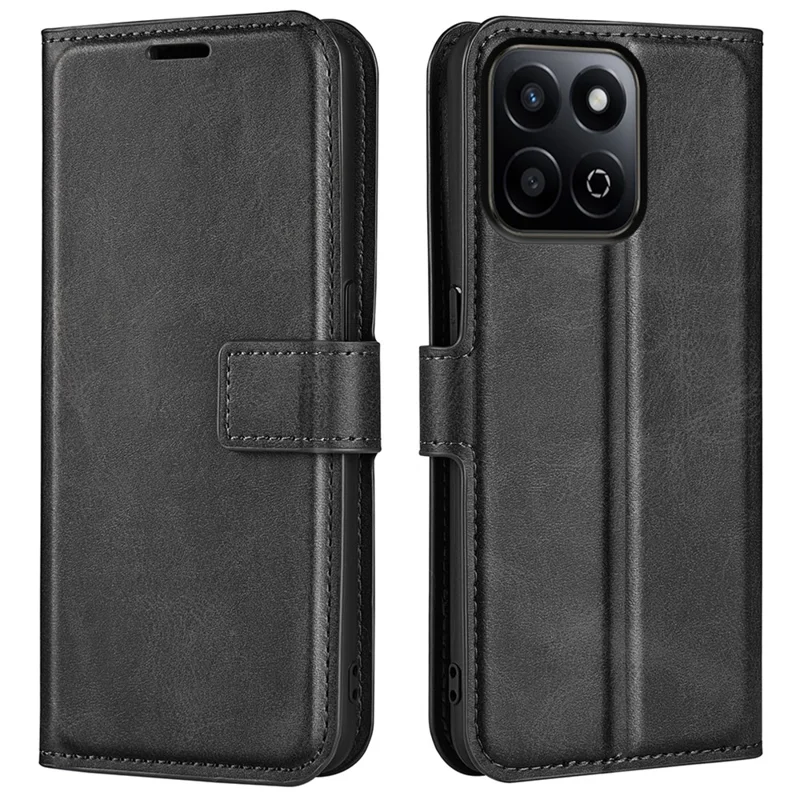 Carcasa para teléfono con textura de piel de ternera antiarañazos para Honor 200 Smart 5G / X7c 4G - Negro