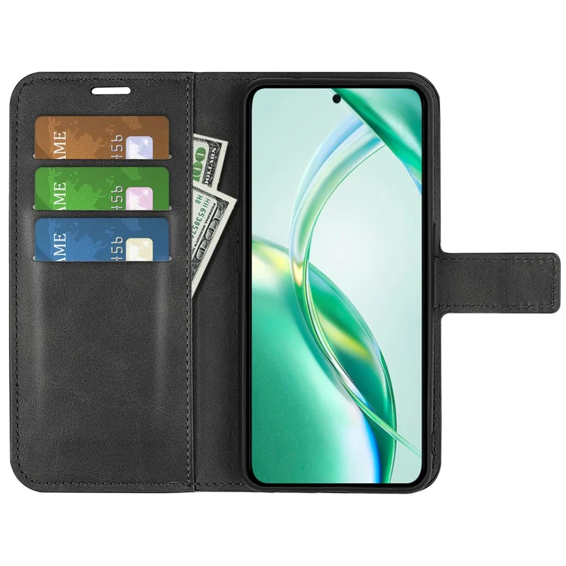 Carcasa para teléfono con textura de piel de ternera antiarañazos para Honor 200 Smart 5G / X7c 4G - Negro