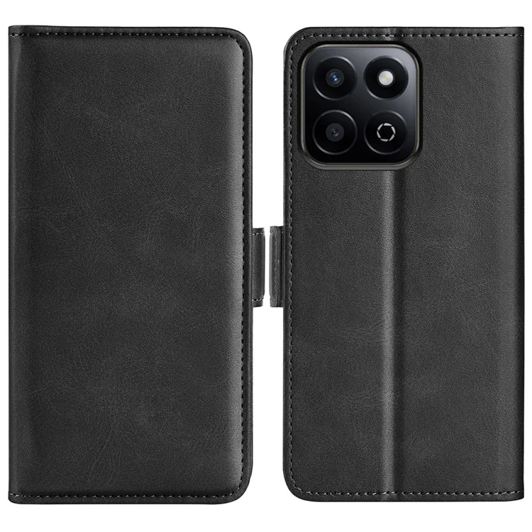 Custodia a portafoglio in pelle con texture di vitello per telefono For Honor 200 Smart 5G / X7c 4G - Nero