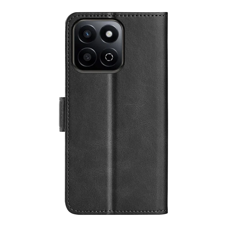 Custodia a portafoglio in pelle con texture di vitello per telefono For Honor 200 Smart 5G / X7c 4G - Nero