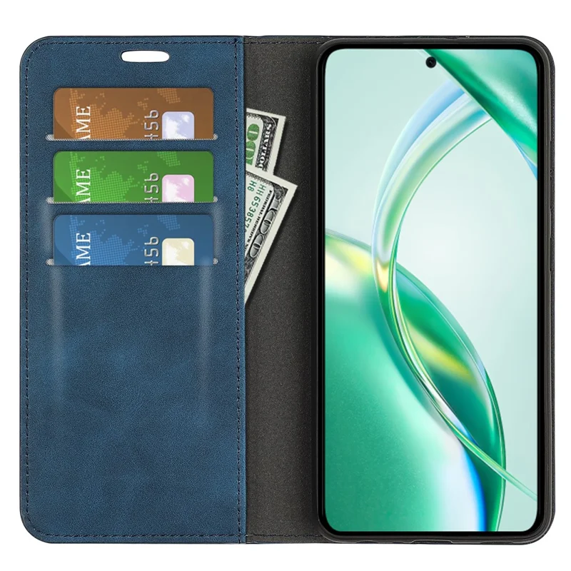 For Honor 200 Smart 5G / X7c 4G Case Skin-Touch Leather Wallet Phone Cover - Blue