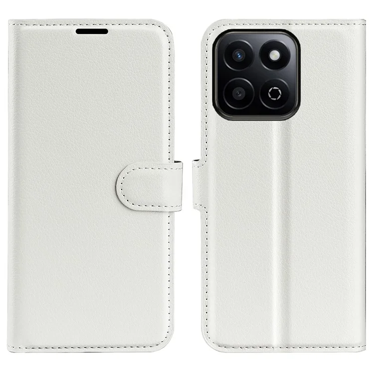 Custodia per Honor 200 Smart 5G/X7c 4G con texture in pelle di litchi, antiurto e con portafoglio - Bianco