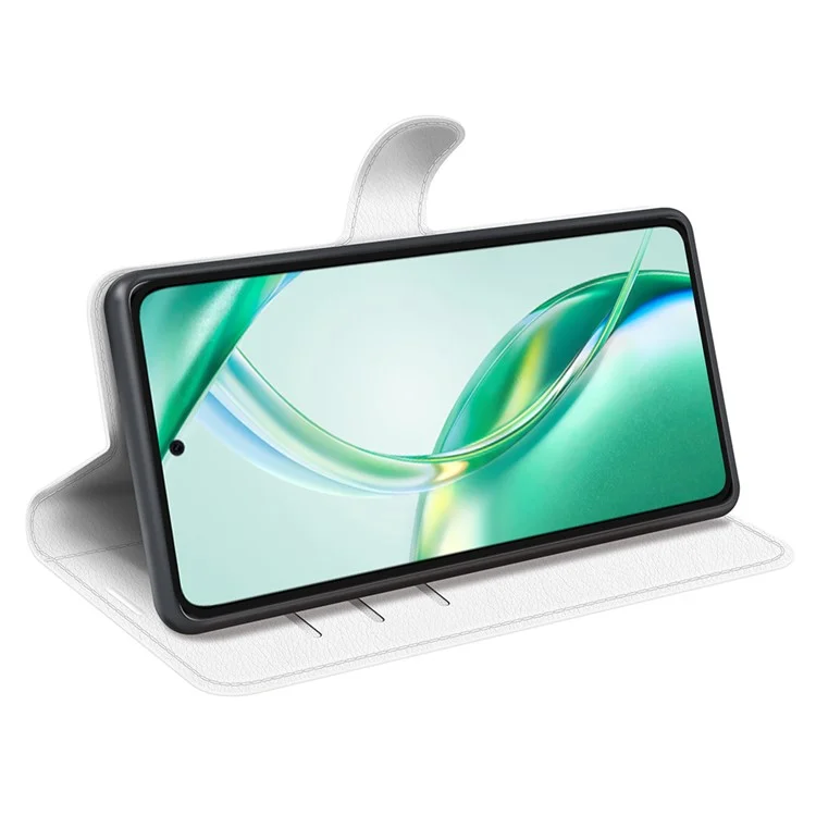 Custodia per Honor 200 Smart 5G/X7c 4G con texture in pelle di litchi, antiurto e con portafoglio - Bianco