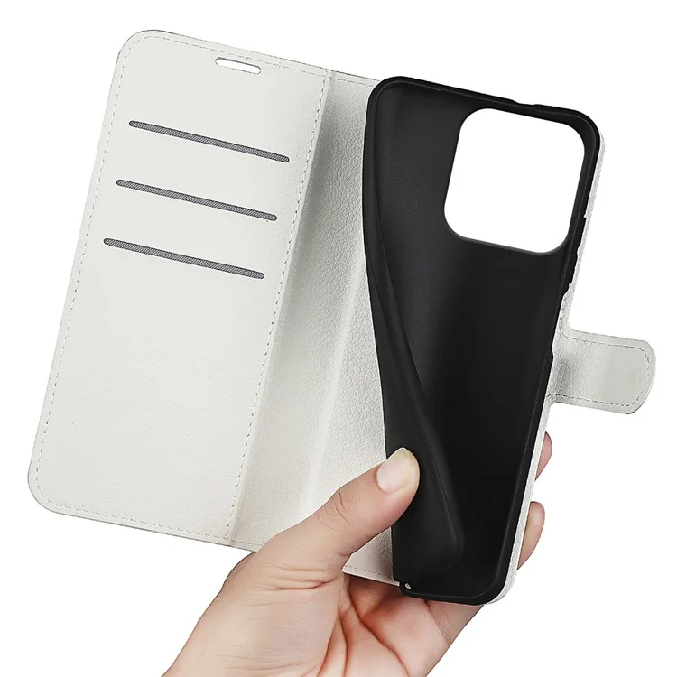 Custodia per Honor 200 Smart 5G/X7c 4G con texture in pelle di litchi, antiurto e con portafoglio - Bianco