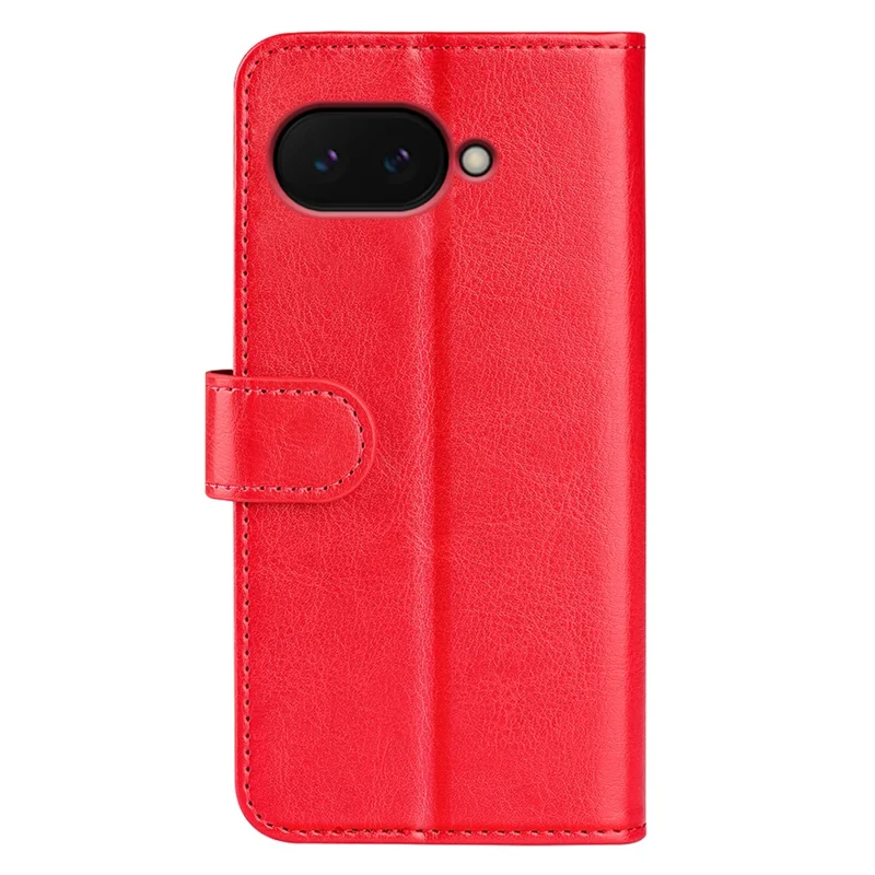 For Google Pixel 9a Wallet Case Crazy Horse Texture Stand Leather Phone Cover - Red