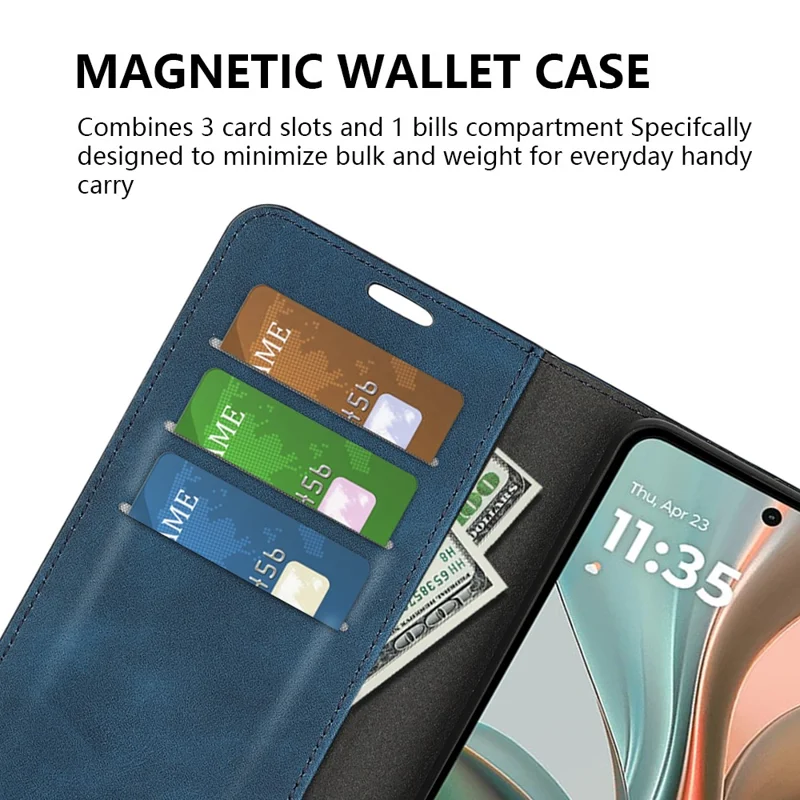 Pour Motorola Moto G75 5G Étui Peau-Toucher Portefeuille en Cuir Étui de Téléphone - Bleu