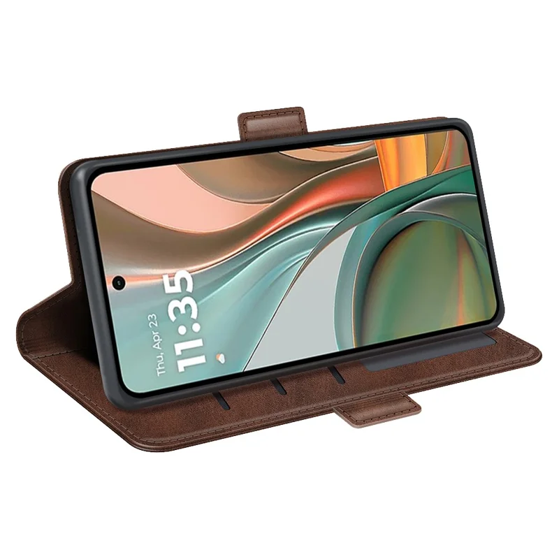 For Motorola Moto G75 5G Stand Case Calf Texture Leather Wallet Phone Cover - Brown