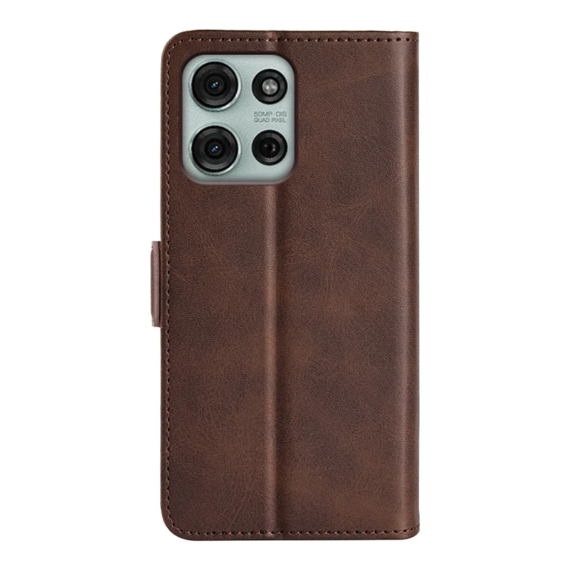 For Motorola Moto G75 5G Stand Case Calf Texture Leather Wallet Phone Cover - Brown