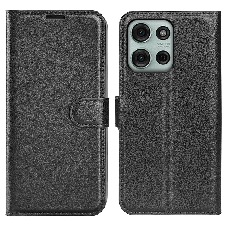 Per Motorola Moto G75 5G Custodia Texture Litchi Custodia Protettiva in Pelle con Portafoglio - Nero