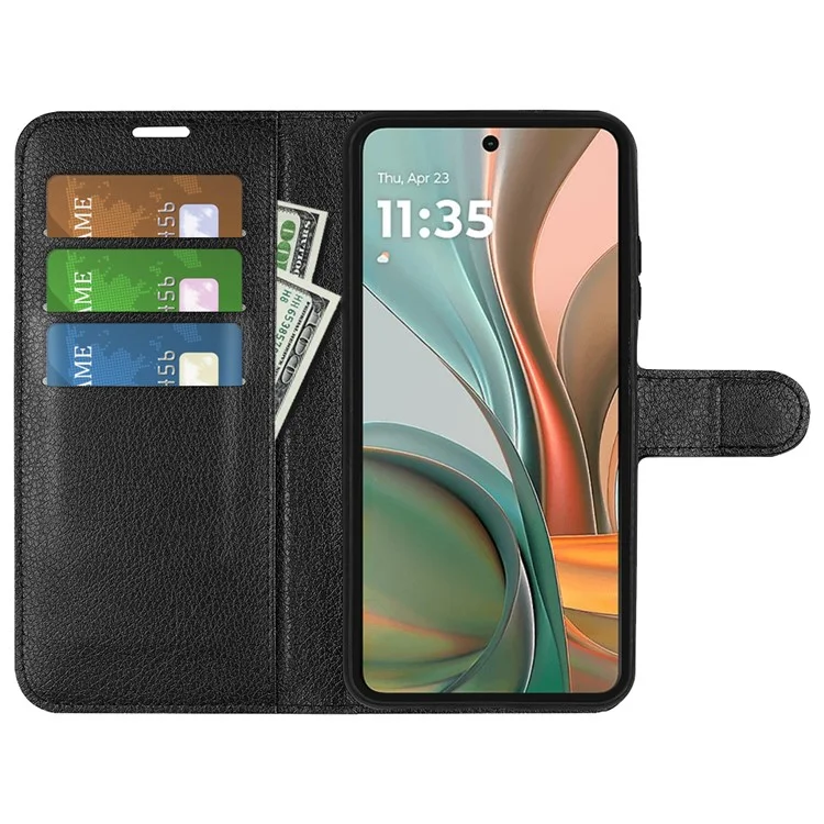 Per Motorola Moto G75 5G Custodia Texture Litchi Custodia Protettiva in Pelle con Portafoglio - Nero