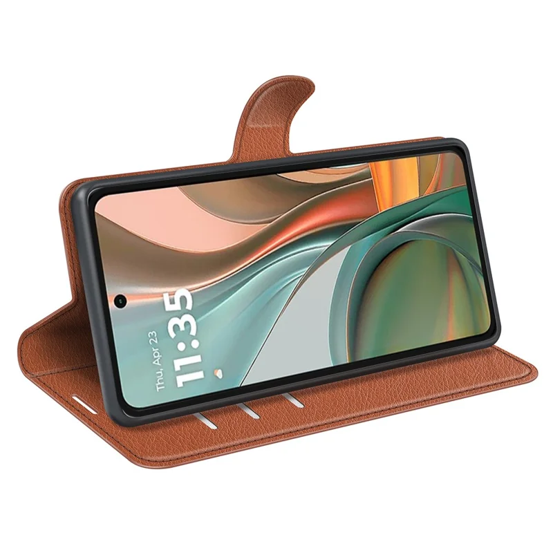 For Motorola Moto G75 5G Case Litchi-struktur Stødfast Læder Wallet Telefonbeskyttelse - Brun
