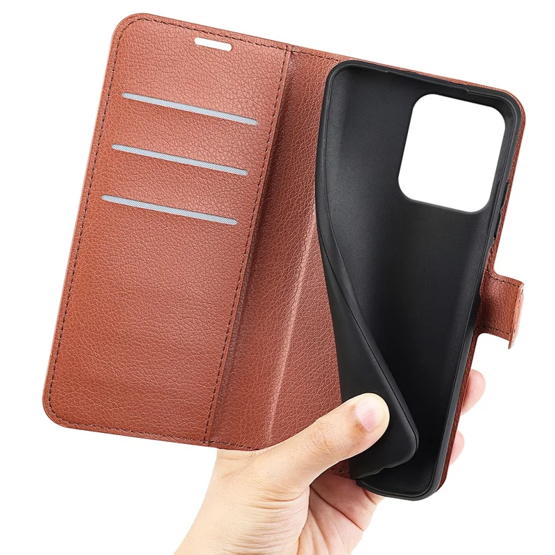 For Motorola Moto G75 5G Case Litchi-struktur Stødfast Læder Wallet Telefonbeskyttelse - Brun