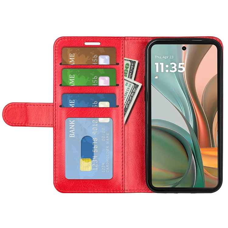 Для Motorola Moto G75 5G Чехол-книжка с текстурой под кожу Crazy Horse, Кожаный чехол для телефона - Красный