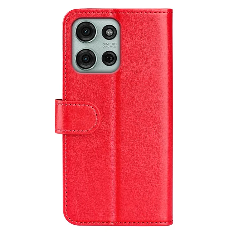 Для Motorola Moto G75 5G Чехол-книжка с текстурой под кожу Crazy Horse, Кожаный чехол для телефона - Красный