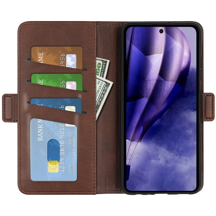 For HMD Skyline Stand Case Calf Texture Leather Wallet Phone Cover - Brown