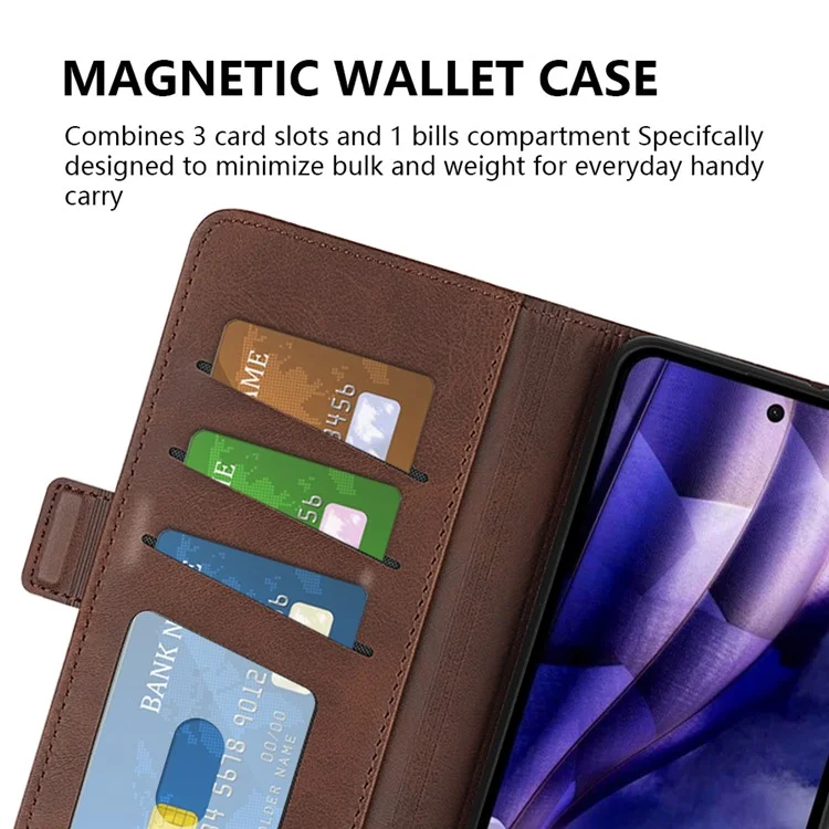 For HMD Skyline Stand Case Calf Texture Leather Wallet Phone Cover - Brown