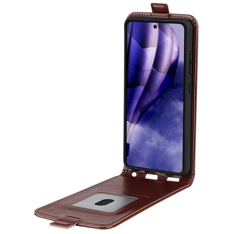 Für HMD Skyline Case mit Kartenschlitzen, vertikaler Klappledern-Handyhülle - Braun