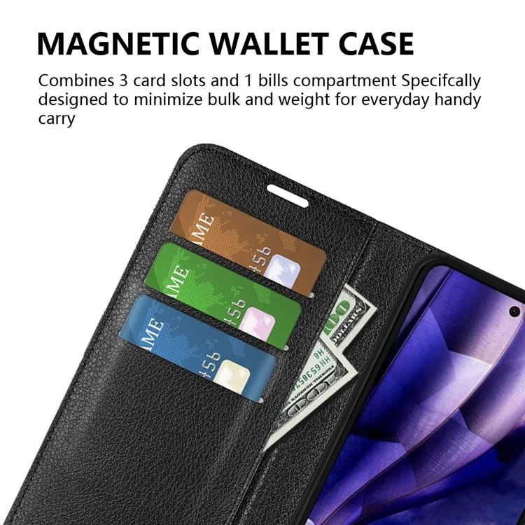 Für HMD Skyline Case Litchi Texture Stoßfeste Leder-Brieftasche Telefonabdeckung - Schwarz