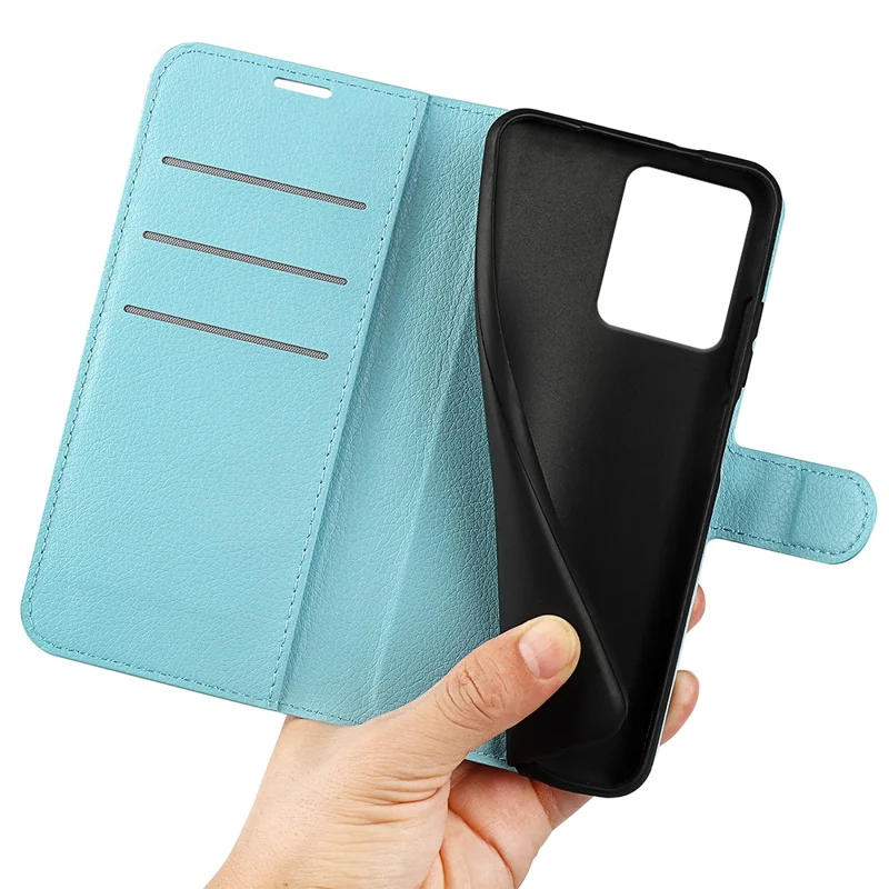 For HMD Skyline Case Litchi Texture Shockproof Leather Wallet Phone Cover - Blue