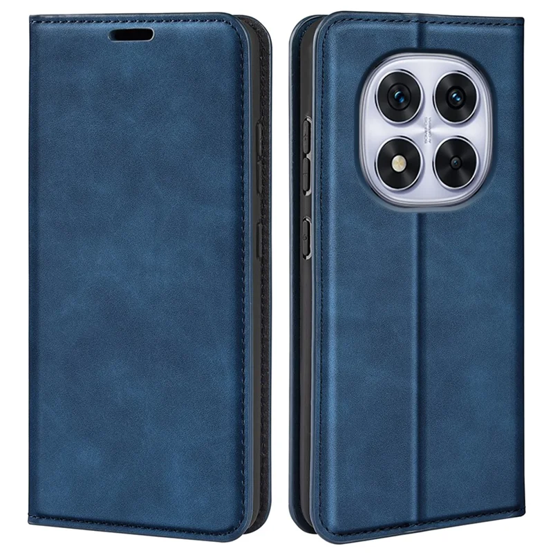 For Xiaomi Redmi Note 14 Pro 5G / Poco X7 5G Case Skin-Touch Leather Wallet Phone Cover - Blue