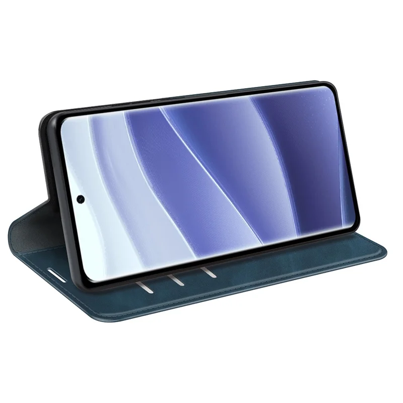 For Xiaomi Redmi Note 14 Pro 5G / Poco X7 5G Case Skin-Touch Leather Wallet Phone Cover - Blue