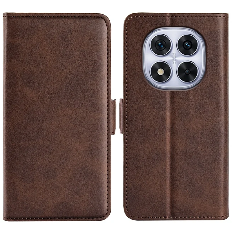For Xiaomi Redmi Note 14 Pro 5G / Poco X7 5G Stand Case Calf Texture Leather Wallet Phone Cover - Brown